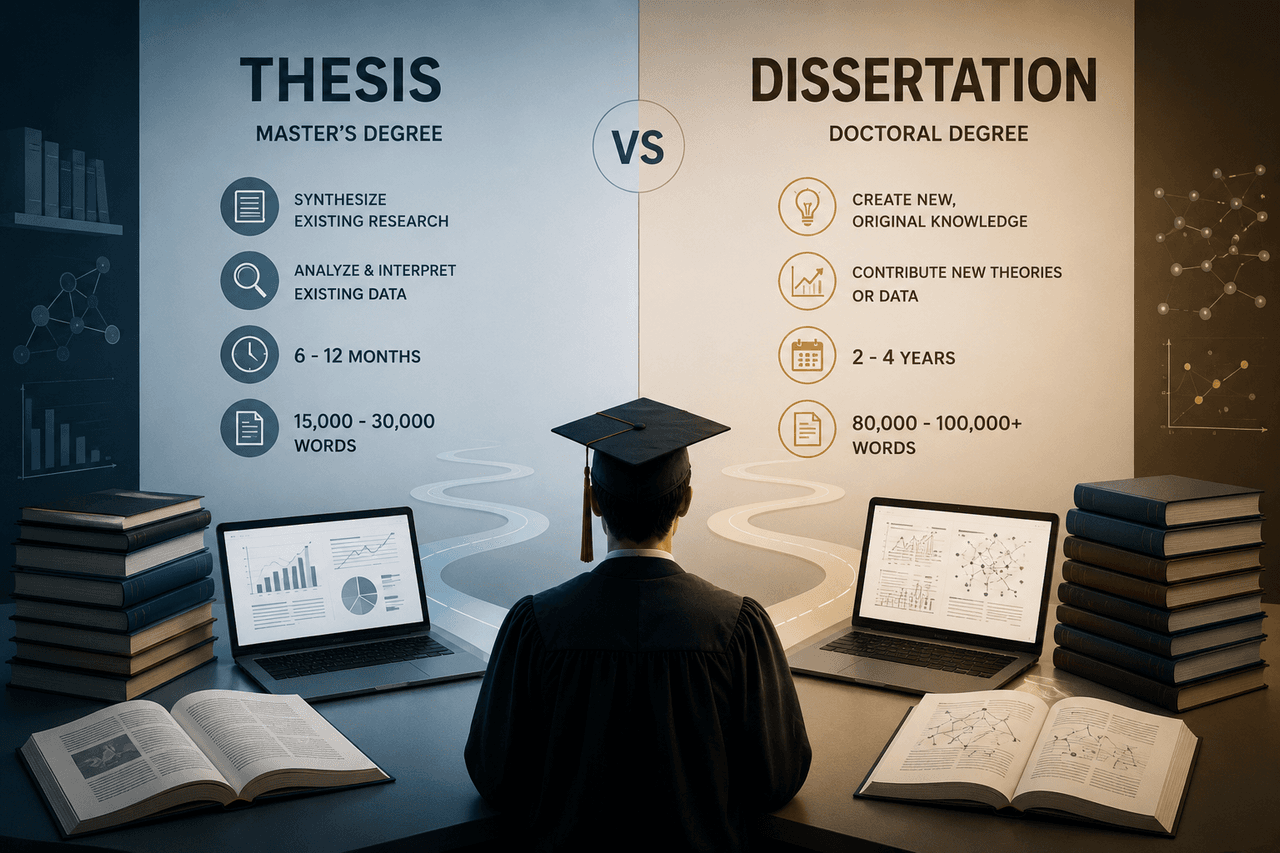 Thesis vs Dissertation Key Differences
